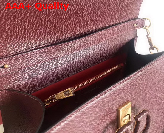 Valentino Garavani Vsling Handbag in Maroon Grainy Calfskin Leather Replica