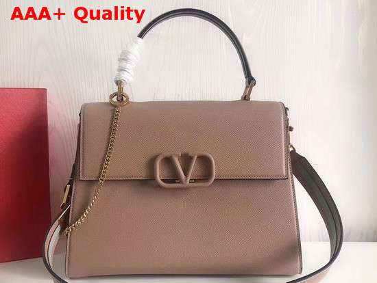 Valentino Garavani Vsling Handbag in Nude Grainy Calfskin Leather Replica