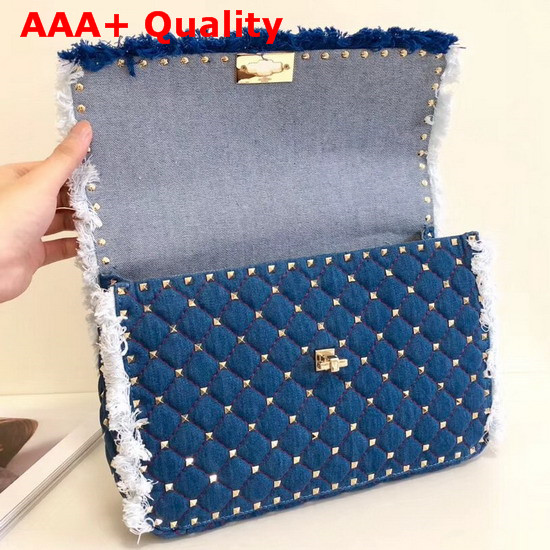 Valentino Large Denim Rockstud Spike Chain Bag Replica