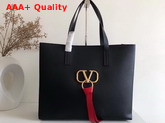 Valentino Large Vring Shopping Tote Black Calfskin Replica