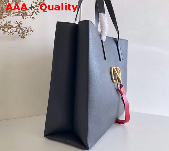 Valentino Large Vring Shopping Tote Black Calfskin Replica