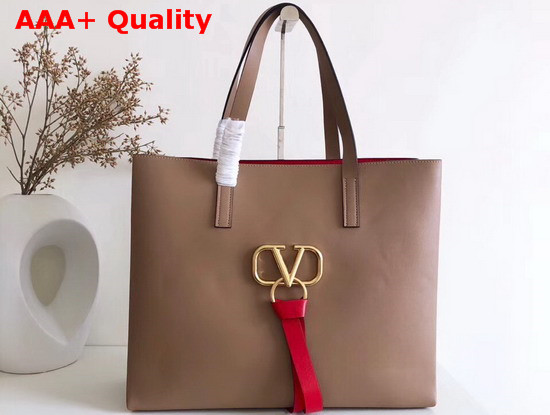 Valentino Large Vring Shopping Tote Nude Calfskin Replica