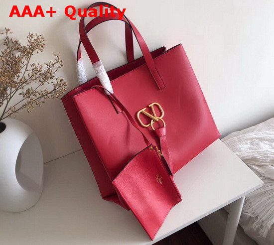 Valentino Large Vring Shopping Tote Red Calfskin Replica