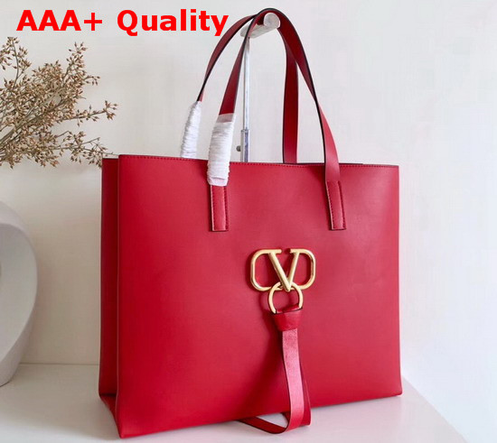 Valentino Large Vring Shopping Tote Red Calfskin Replica