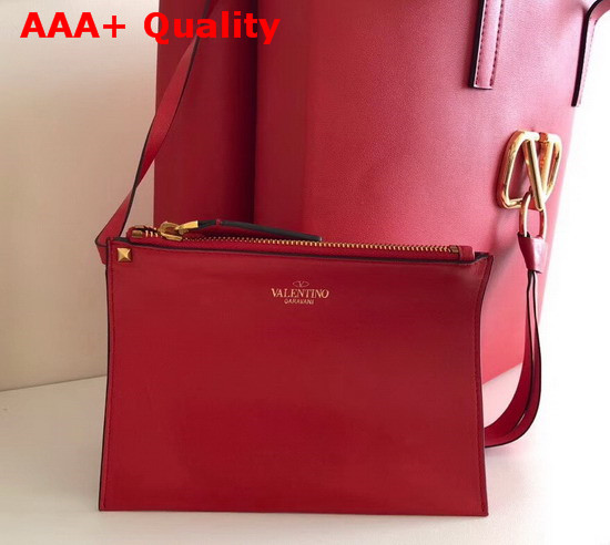 Valentino Large Vring Shopping Tote Red Calfskin Replica