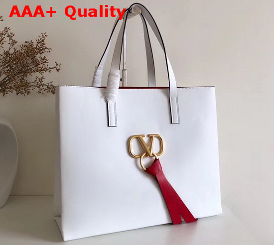 Valentino Large Vring Shopping Tote White Calfskin Replica