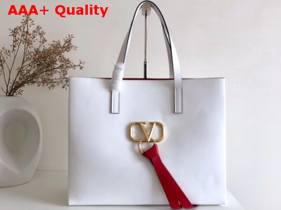 Valentino Large Vring Shopping Tote White Calfskin Replica