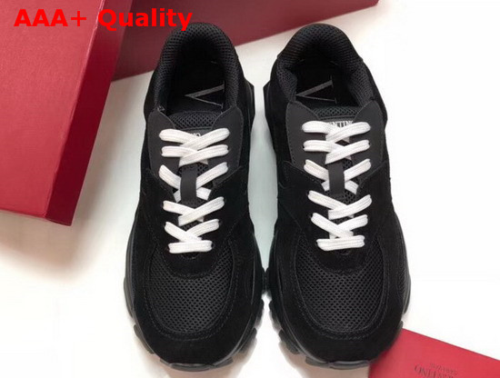 Valentino Leather Bounce Sneaker Black Suede and Fabric Replica