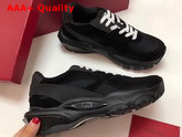 Valentino Leather Bounce Sneaker Black Suede and Fabric Replica