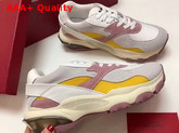 Valentino Leather Bounce Sneaker Light Grey Suede and Yellow Fabric Replica