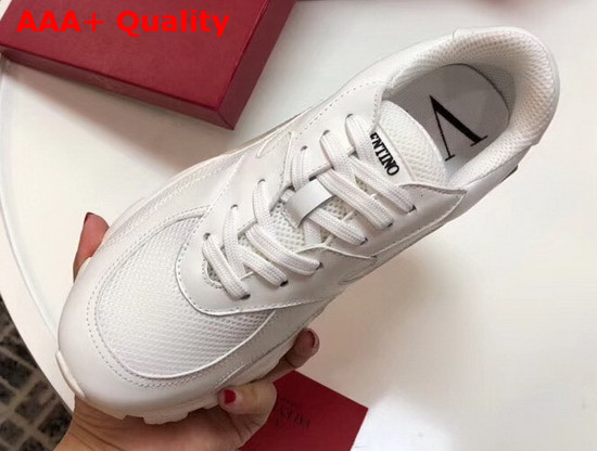 Valentino Leather Bounce Sneaker White Calfskin and Fabric Replica