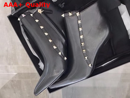 Valentino Leather Rockstud Bootie 85mm Black Replica