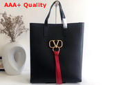 Valentino Long Vring Shopping Tote in Black Calfskin Replica