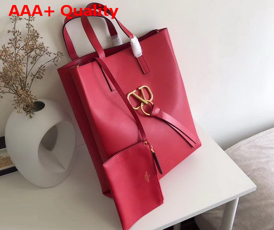 Valentino Long Vring Shopping Tote in Red Calfskin Replica