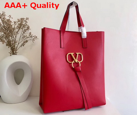 Valentino Long Vring Shopping Tote in Red Calfskin Replica