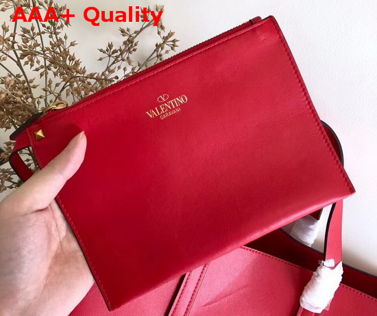 Valentino Long Vring Shopping Tote in Red Calfskin Replica