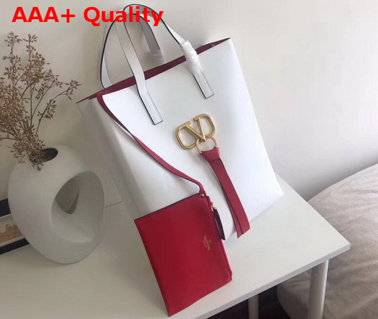 Valentino Long Vring Shopping Tote in White Calfskin Replica