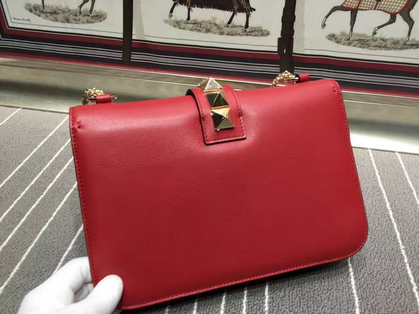 Valentino Medium Chain Cross Body Bag in Red Calfskin with Gold Hardwares for Sale