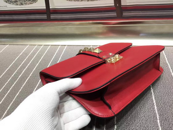 Valentino Medium Chain Cross Body Bag in Red Calfskin with Gold Hardwares for Sale