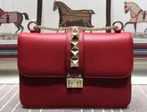 Valentino Medium Chain Cross Body Bag in Red Calfskin with Gold Hardwares for Sale