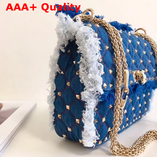 Valentino Medium Denim Rockstud Spike Bag Replica