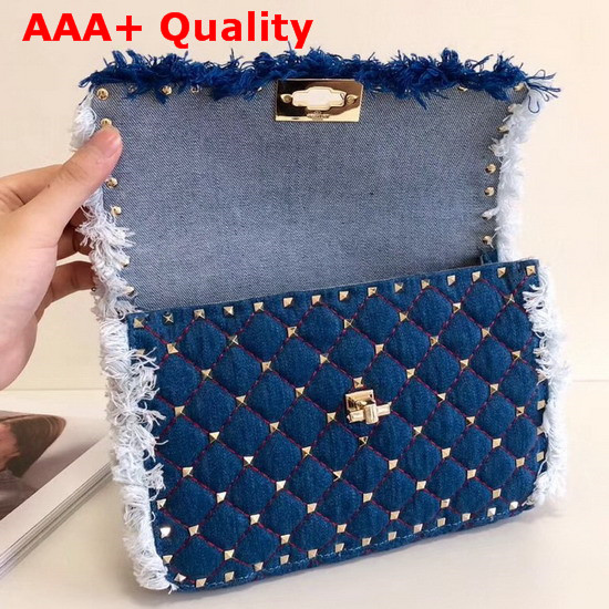 Valentino Medium Denim Rockstud Spike Bag Replica