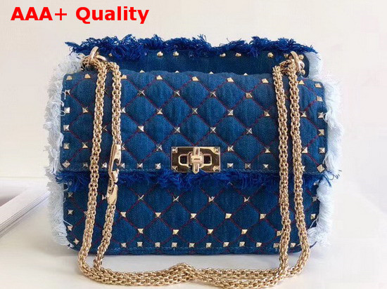 Valentino Medium Denim Rockstud Spike Bag Replica