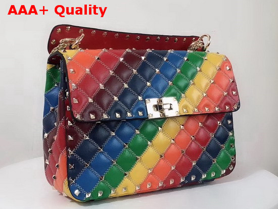 Valentino Medium Rainbow Color Rockstud Spike it Bag Replica