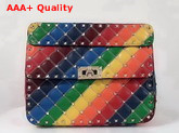 Valentino Medium Rainbow Color Rockstud Spike it Bag Replica