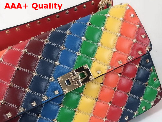 Valentino Medium Rainbow Color Rockstud Spike it Bag Replica