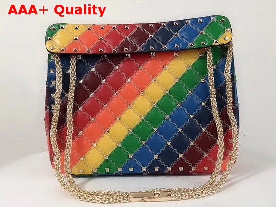 Valentino Medium Rainbow Color Rockstud Spike it Bag Replica