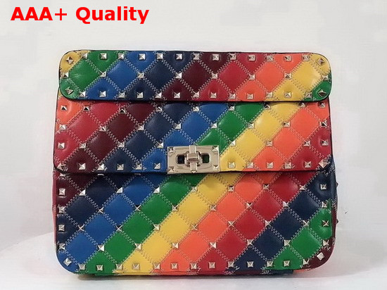 Valentino Medium Rainbow Color Rockstud Spike it Bag Replica