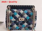 Valentino Medium Rockstud Spike Bag Patchwork Lambskin Multicolor Replica