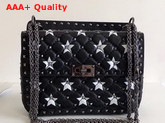 Valentino Medium Star Spike Bag in Black Quilted Lambskin Leather Replica