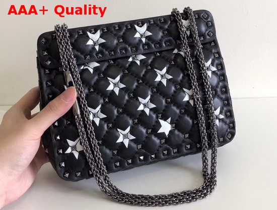 Valentino Medium Star Spike Bag in Black Quilted Lambskin Leather Replica