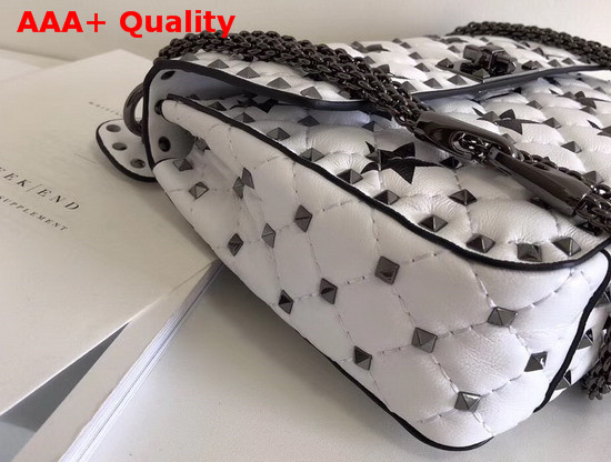 Valentino Medium Star Spike Bag in White Quilted Lambskin Replica