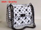 Valentino Medium Star Spike Bag in White Quilted Lambskin Replica