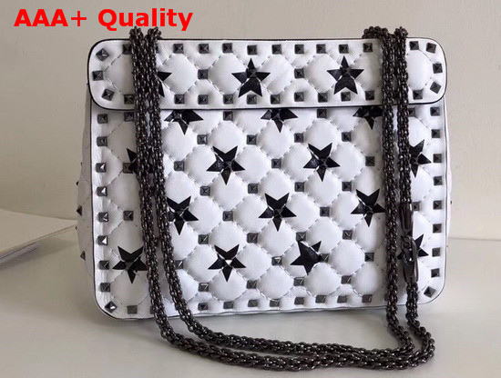 Valentino Medium Star Spike Bag in White Quilted Lambskin Replica