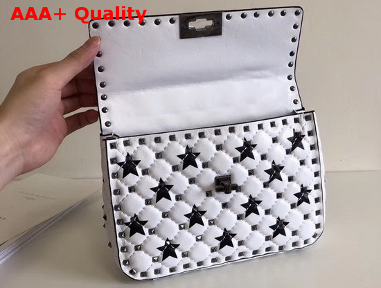 Valentino Medium Star Spike Bag in White Quilted Lambskin Replica