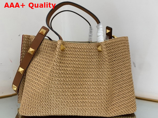 Valentino Medium Straw Summer Tote in Natural Replica