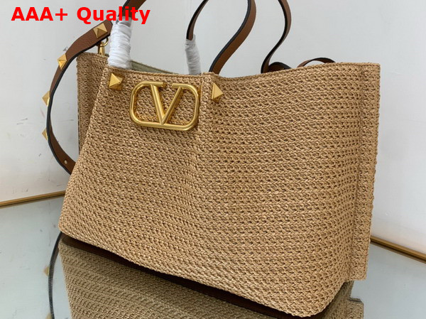 Valentino Medium Straw Summer Tote in Natural Replica