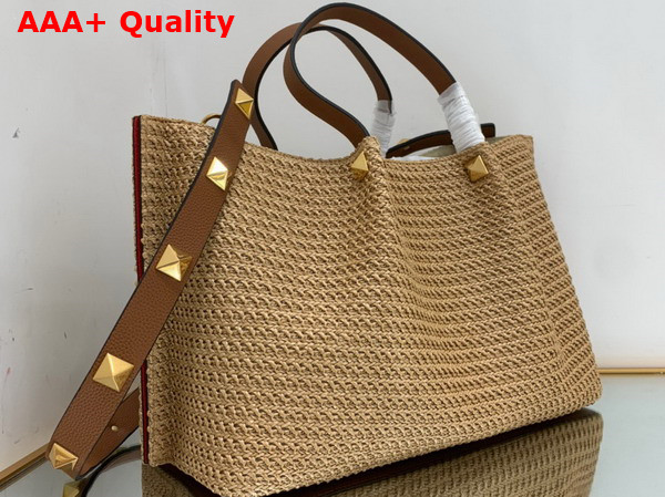 Valentino Medium Straw Summer Tote in Natural Replica