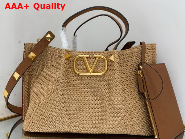 Valentino Medium Straw Summer Tote in Natural Replica