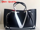 Valentino Medium Vlogo Escape Shopper with Inlay Detail Black Calfskin Replica