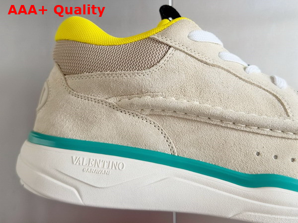 Valentino Mid Top Runboot Split Leather Sneaker in Beige Replica