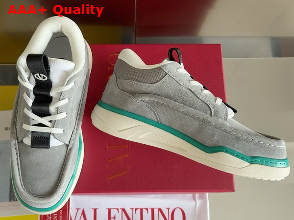 Valentino Mid Top Runboot Split Leather Sneaker in Grey Replica