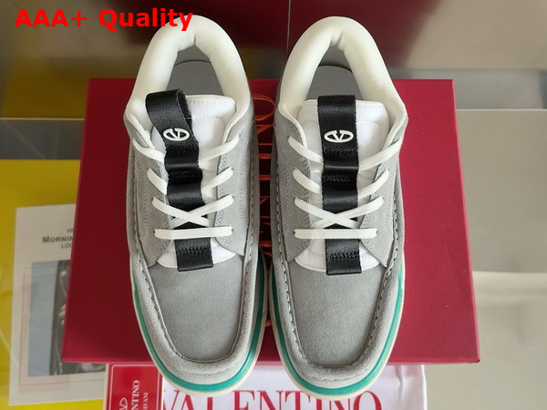 Valentino Mid Top Runboot Split Leather Sneaker in Grey Replica