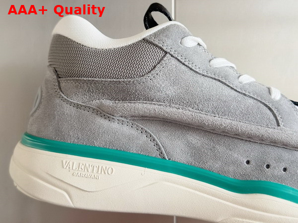 Valentino Mid Top Runboot Split Leather Sneaker in Grey Replica