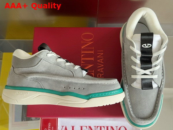 Valentino Mid Top Runboot Split Leather Sneaker in Grey Replica