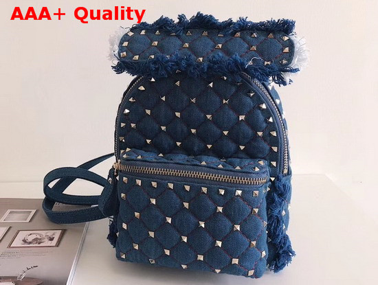 Valentino Mini Denim Rockstud Spike Backpack in Blue Replica